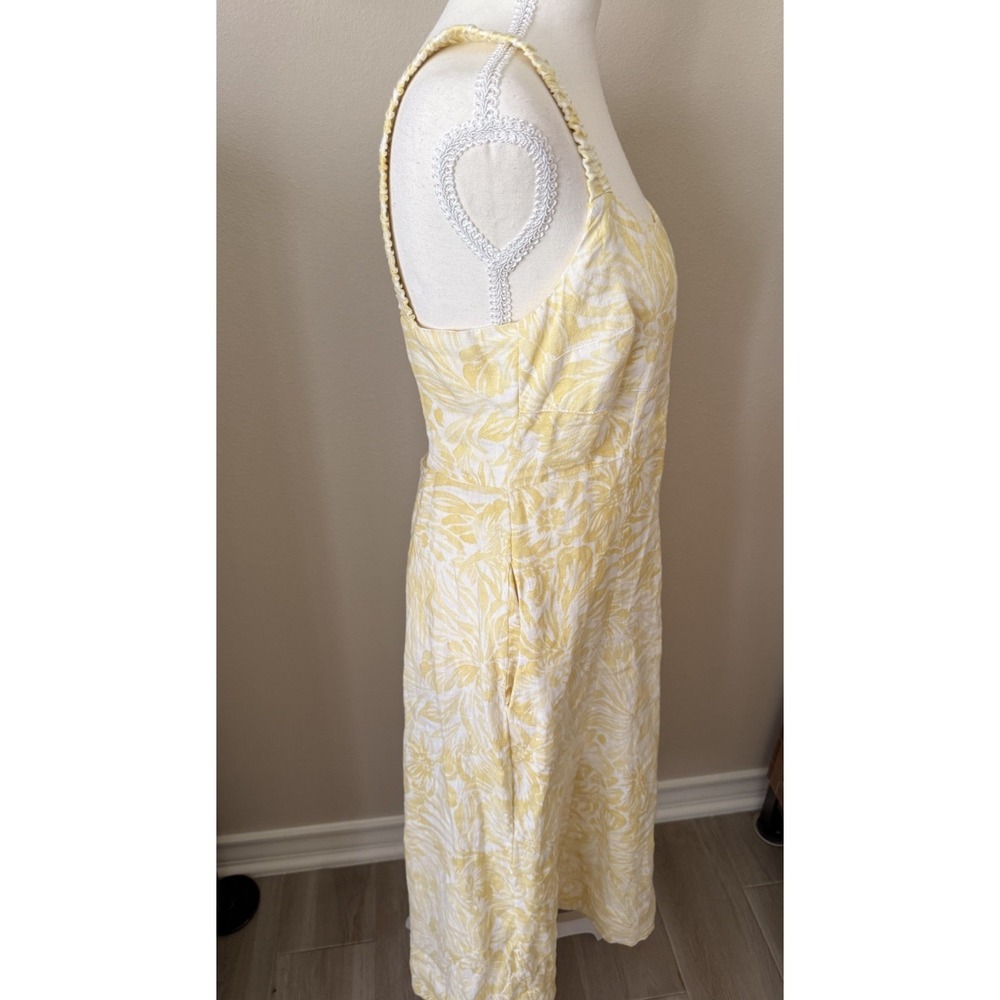 Banana Republic‎ Linen Sundress 8 Yellow Floral Cutout Back Midi Dress - Picture 2 of 13
